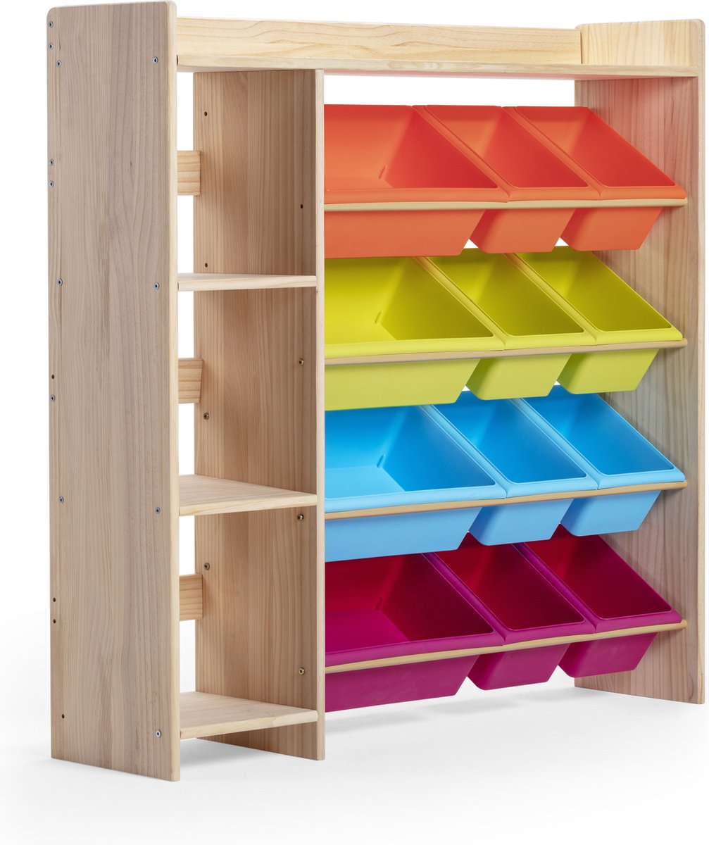Montessori children's solid wood 2-in-1 bookshelf & toy organizer - WonderMind