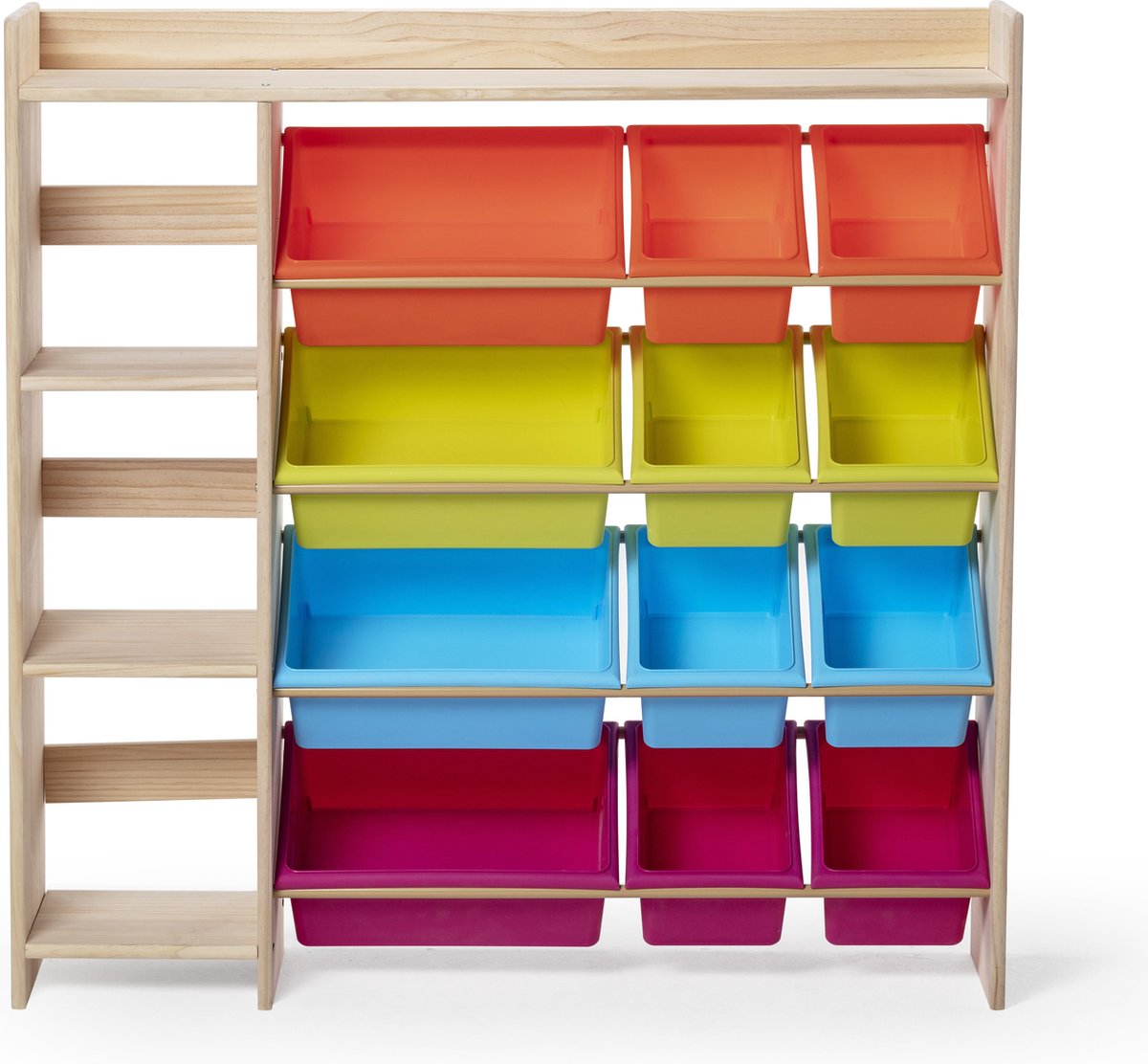 Children's solid wood 2-in-1 bookshelf & toy organizer