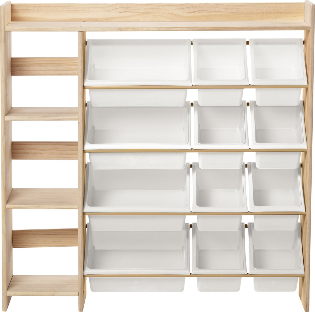 Children's solid wood 2-in-1 bookshelf & toy organizer