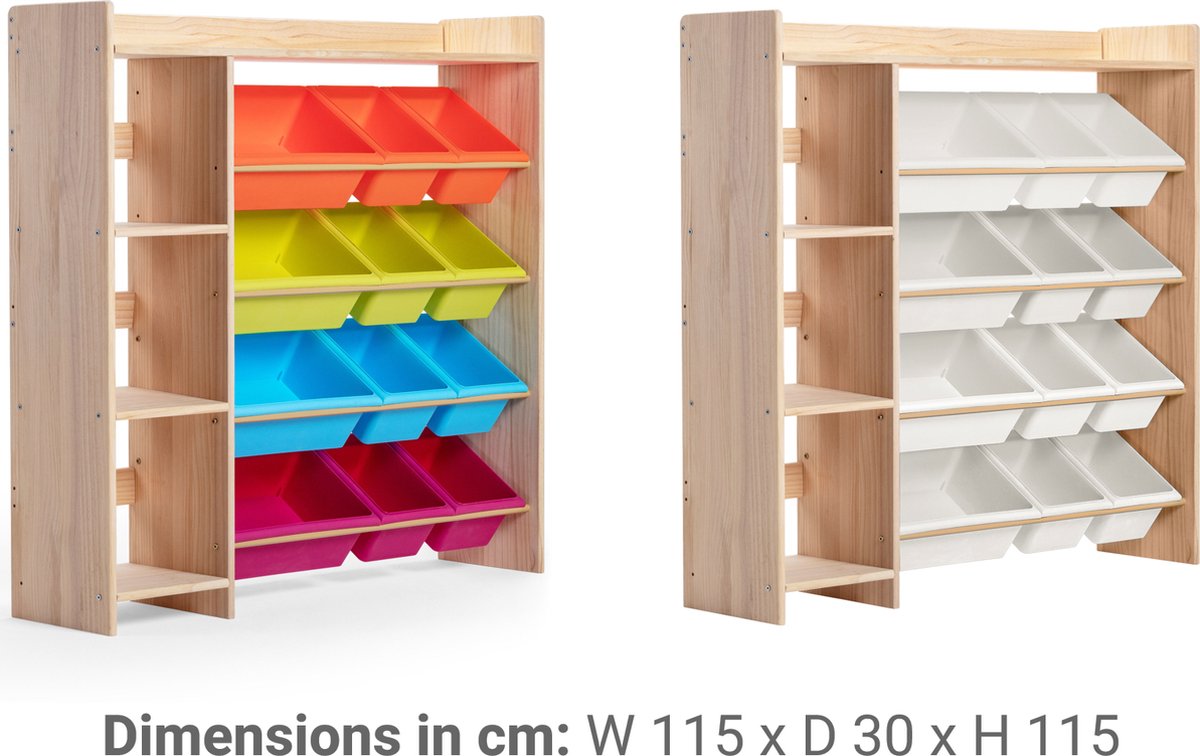 Children's solid wood 2-in-1 bookshelf & toy organizer