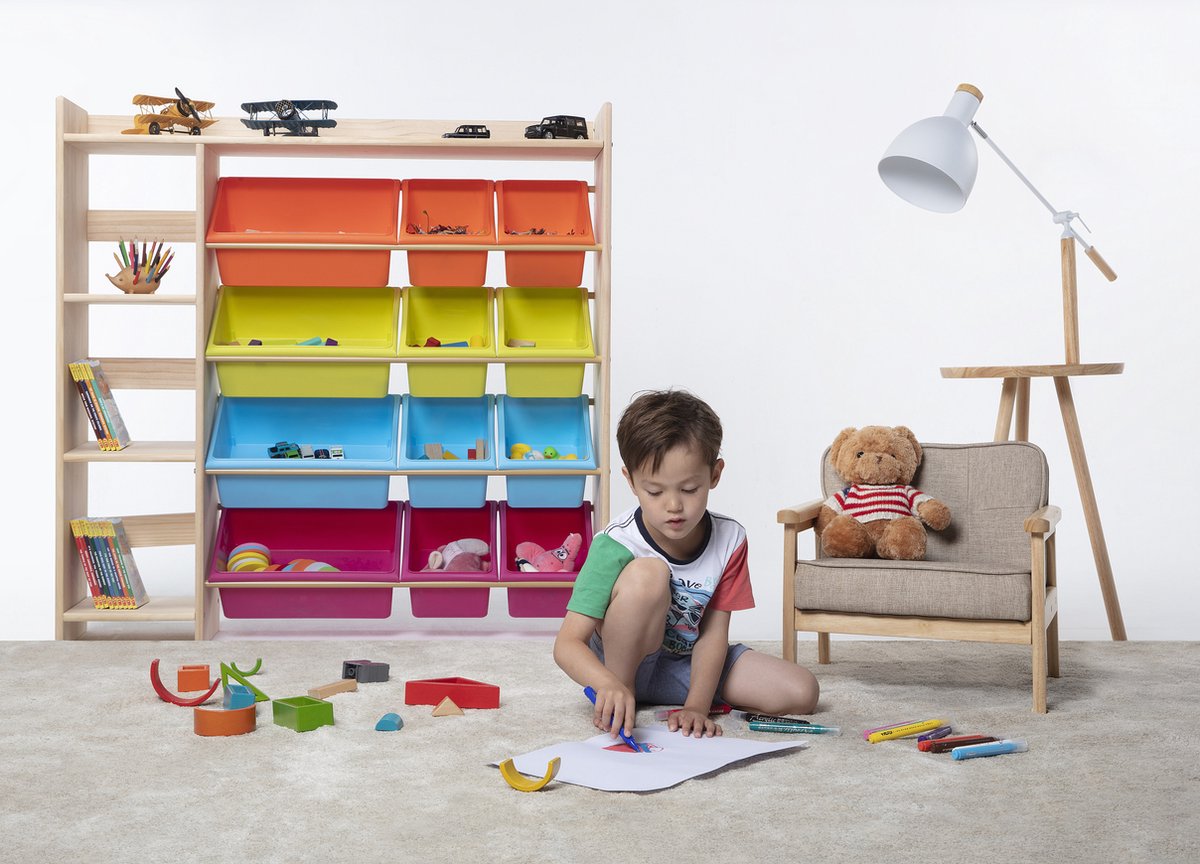 Montessori children's solid wood 2-in-1 bookshelf & toy organizer - WonderMind