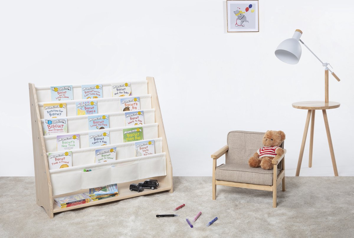 Children's solid wood bookshelf - Montessori