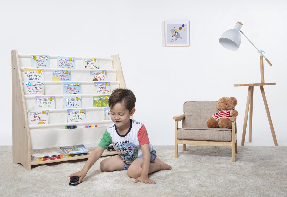 Children's solid wood bookshelf - Montessori