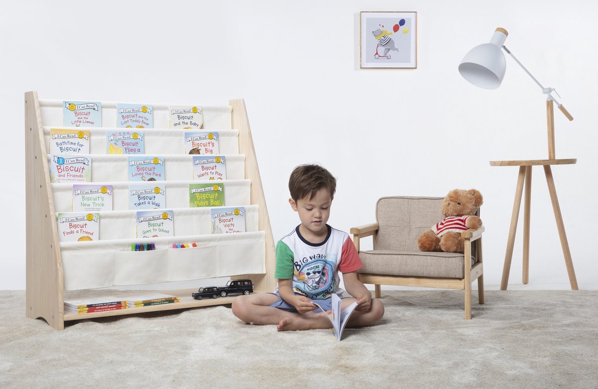 Children's solid wood bookshelf - Montessori