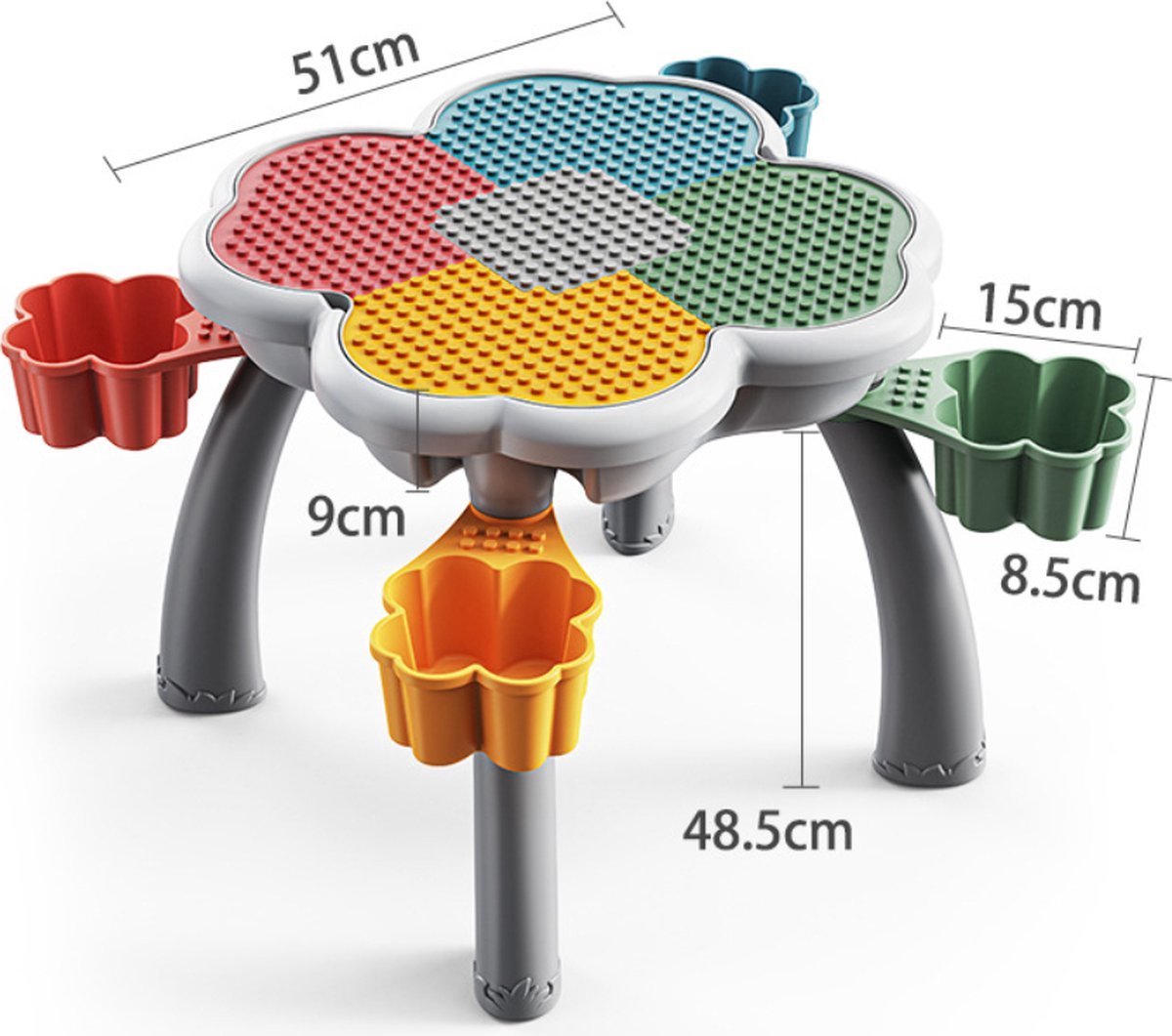 Play table set "Flower" - table compatible with DUPLO + 152 piece marble race track + 1 bunny chair