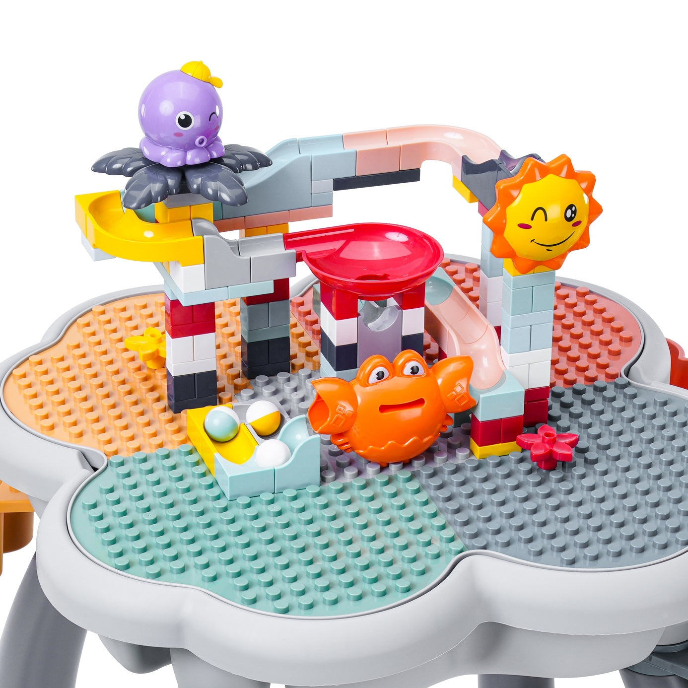 "Bunny" Play/Work/Mud Table (DUPLO® Compatible) for indoors or outdoors + Chairs and Bricks - WonderMind