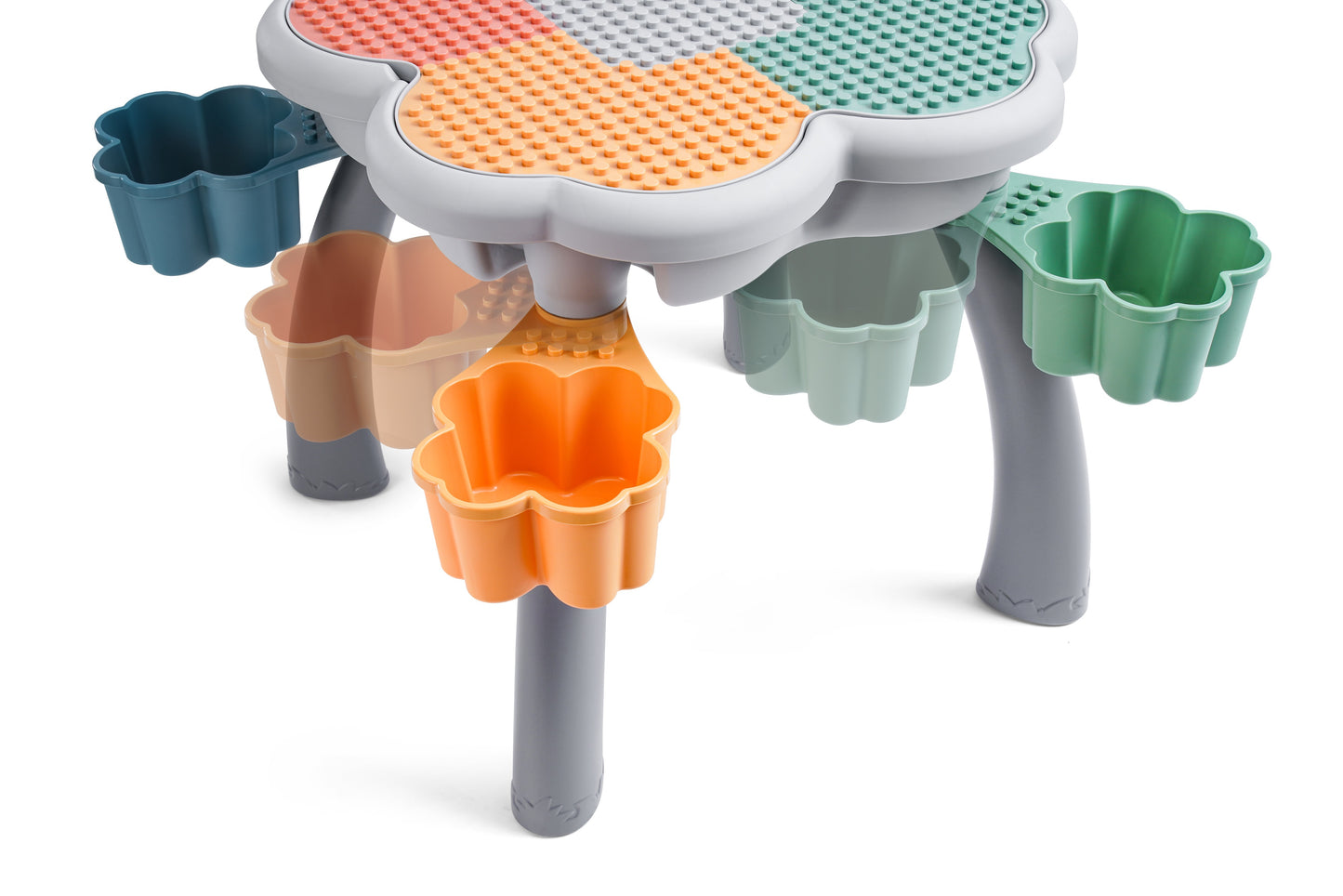 "Bunny" Play/Work/Mud Table (DUPLO® Compatible) for indoors or outdoors + Chairs and Bricks - WonderMind