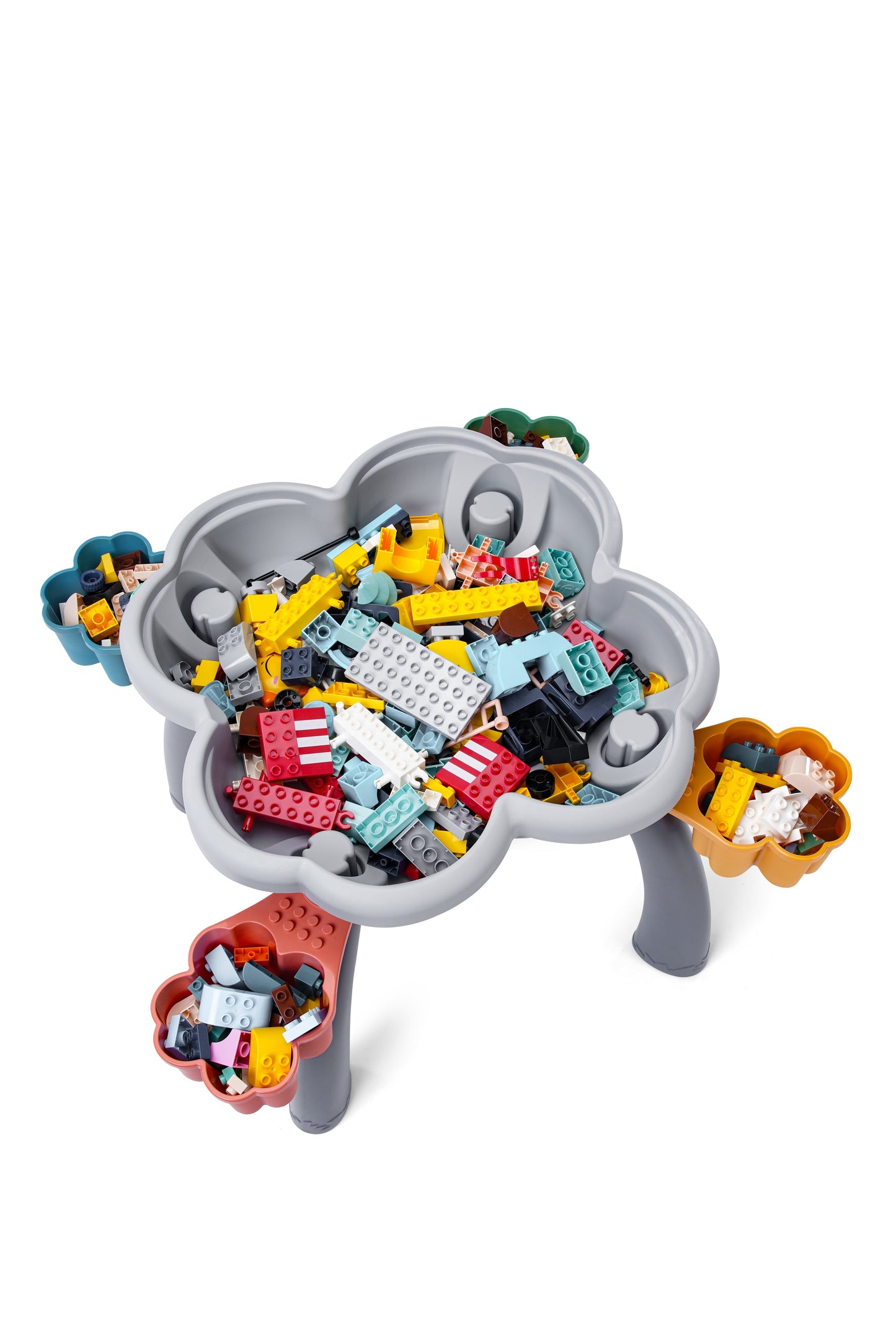 "Bunny" Play/Work/Mud Table (DUPLO® Compatible) for indoors or outdoors + Chairs and Bricks - WonderMind