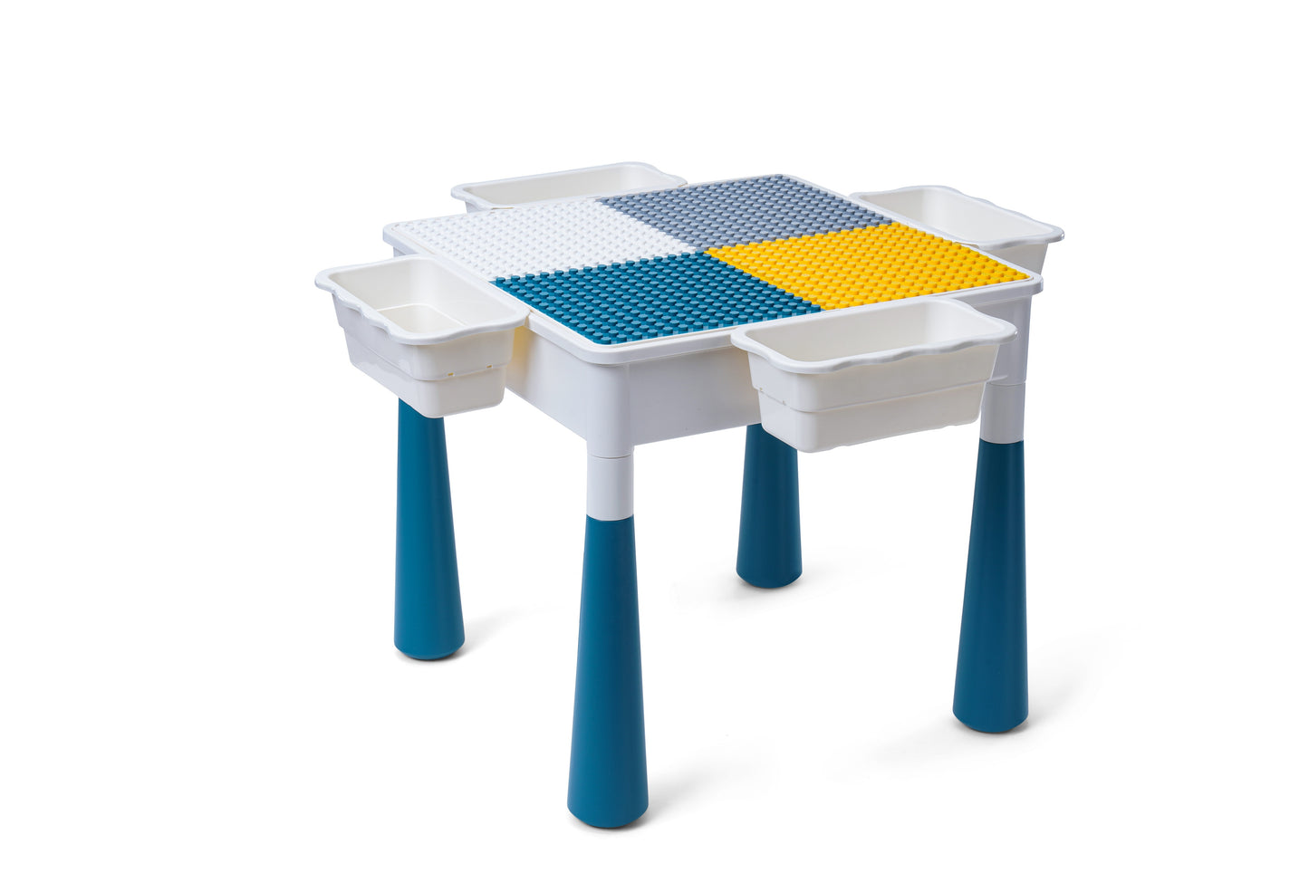 4-1 Play/Work/Mud Table (DUPLO® or LEGO® compatible) for indoors or outdoors + Chairs and Bricks - WonderMind