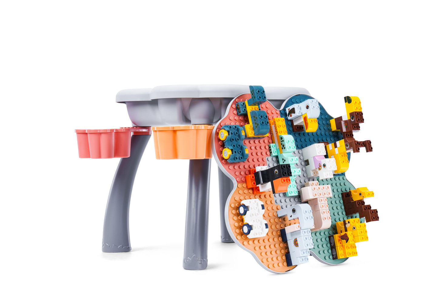 "Bunny" Play/Work/Mud Table (DUPLO® Compatible) for indoors or outdoors + Chairs and Bricks - WonderMind