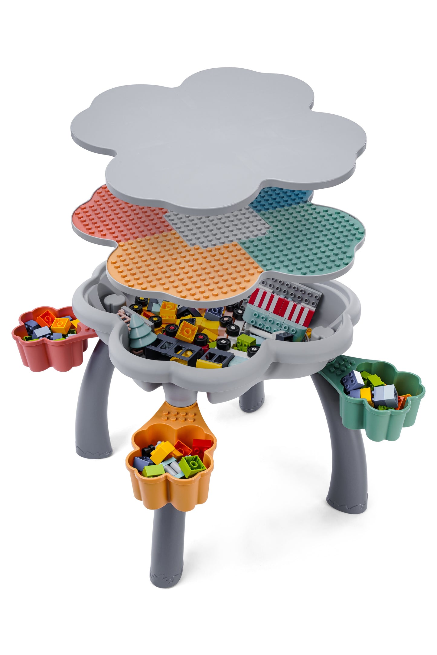 "Bunny" Play/Work/Mud Table (DUPLO® Compatible) for indoors or outdoors + Chairs and Bricks - WonderMind