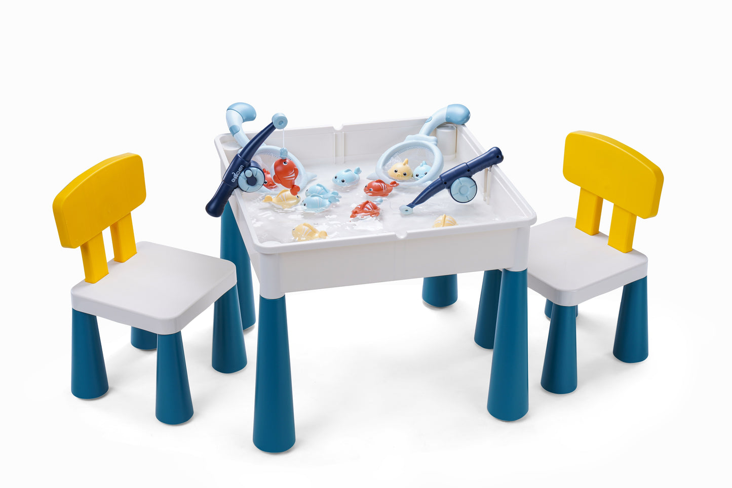 4-1 Play/Work/Mud Table (DUPLO® or LEGO® compatible) for indoors or outdoors + Chairs and Bricks - WonderMind