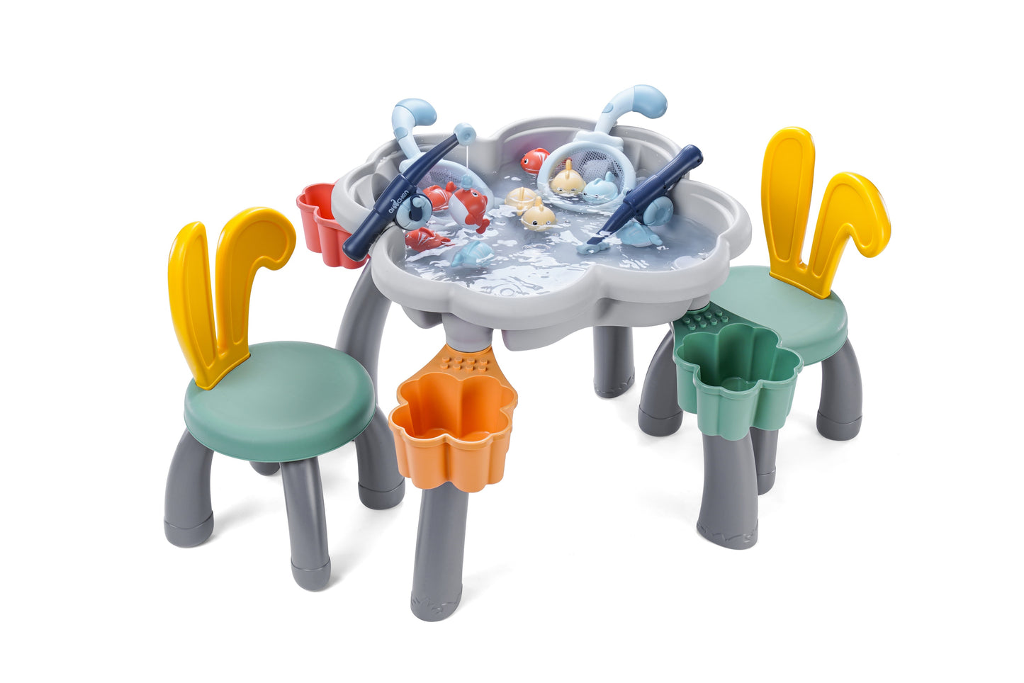 "Bunny" Play/Work/Mud Table (DUPLO® Compatible) for indoors or outdoors + Chairs and Bricks - WonderMind