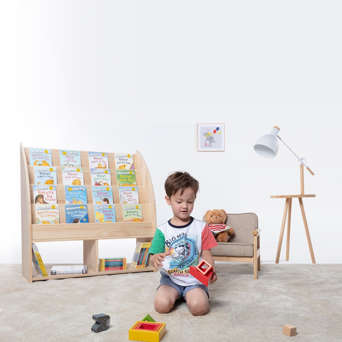 Montessori children's solid wood bookshelf - Extra - WonderMind